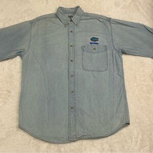 Vintage Lee Sports University of Florida Gators Light Wash Denim Shirt Size M
